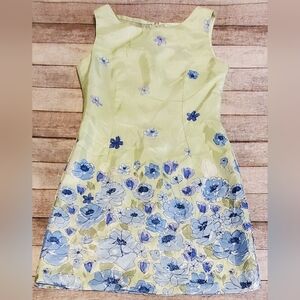 Rare Editions Spring Green Blue Floral Dress Girls Size 7 VGUC